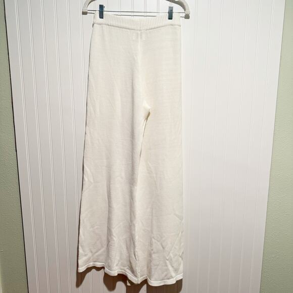 Dissh Mara White Knit Wide Leg Pants Pull On Relaxed Comfy Size Large - Picture 6 of 7